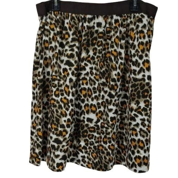 JW Woman Plus Size Leopard Animal Print Flare Exposed Zipper Skirt Size 14W - Picture 1 of 8